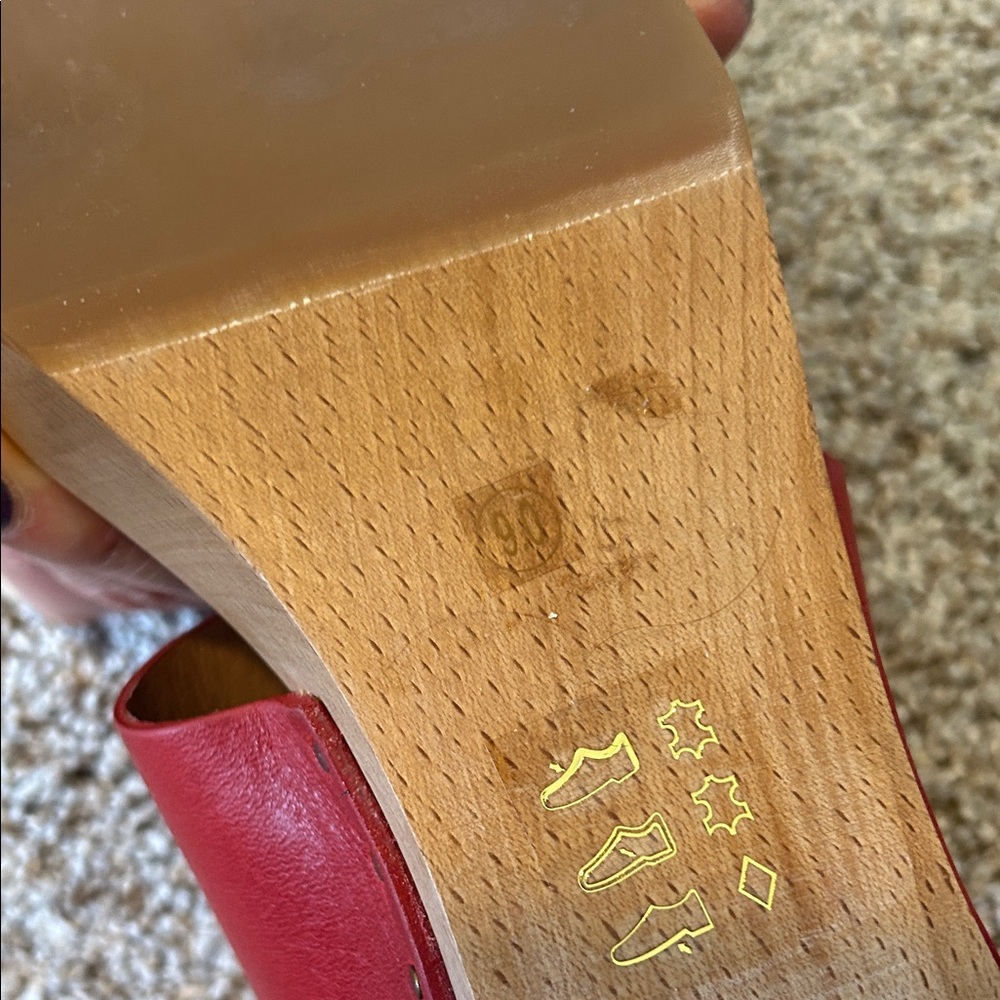 Madewell The Clara Clog Sandals Red Double-Strap Wood Block Heel Mules 9 - Picture 7 of 7